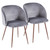 Set of 2 Fran Contemporary Walnut and Gray Upholstered Velvet Dining Chairs 32" - IMAGE 1