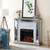44" Silver and White Contemporary Mirrored Fireplace Mantel - IMAGE 4