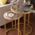 2pc Gold Round Glass Top Nesting Side Table Set 23" - IMAGE 4