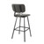 Set of 2 Black Metal and Faux Grey Leather Barstools with Grey Zig Zag Stitching 42" - IMAGE 4