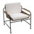 30" Black and White Palermo Lounge Chair in Natural Rattan with Steel and Cushions - IMAGE 1
