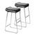 Set of 2 Black and Silver Upholstered Bar Stools 33" - IMAGE 2