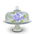 White and Blue Floral Hand Painted Glass Convertible Cake Dome 11" - IMAGE 1