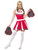 42" Red and White Cheerleader Women Adult Halloween Costume - Large - IMAGE 1
