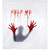 72" Red Real Shower Curtain Help Me Halloween Prop - IMAGE 1