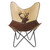 37" Brown and Off-White Deer Faux Leather Sling-Style Butterfly Chair - IMAGE 1
