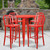 41'' Round Red Metal Indoor-Outdoor Bar Table Set with 4 Vertical Slat Back Stools - IMAGE 4