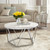33" White and Silver Contemporary Round Top Coffee Table - IMAGE 4