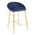Set of 2 Matisse Glam Counter Stool with Gold Metal and Blue Velvet  Upholstery - IMAGE 2