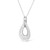 Women's Sterling Silver Diamond Double Drop Designed Pendant Necklace - IMAGE 3