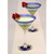 Set of 2 Blue and Green Floral Hand Painted Martini Drinking Glasses 7.5 oz. - IMAGE 6