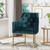 34" Navy Blue and Gold Tufted Contemporary Accent Chair