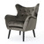 39.25" Gray and Black 1970s Contemporary Arm Chair - IMAGE 1