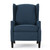 40" Navy Blue and Brown Traditional Wingback Recliner - IMAGE 1