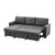 86" Lucca Gray Linen Reversible Sleeper Sectional Sofa with Storage Chaise - IMAGE 2