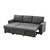 2-Piece Charcoal Gray Solid Reversible Sleeper Sectional Sofa 84" - IMAGE 5