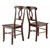 Set of 2 Walnut Wood Keyhole Design Back Chairs 36.5" - IMAGE 2