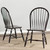 Set of 2 Antique Black Curved Spindle Back Wooden Dining Chairs 41”