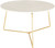29" White and Gold Marble Round Coffee Table - IMAGE 1