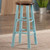 29” Rustic Light Blue Round Counter Barstool with Walnut Seat - IMAGE 3