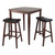 Set of 3 Antique Walnut High Dining Table with Cushioned Saddle Stool 38.75" - IMAGE 1