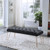 3.75' Midnight Black Velvet Button Tufted Bench With Gold Capped Legs - IMAGE 2