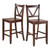 Set of 2 Walnut Unique Victor 2-Piece V Back Design Comfortable Counter Stools, 39" - IMAGE 1