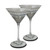 Set of 2 Clear Pewter Vine Hand Painted Martini Drinking Stemware Glasses 7" - IMAGE 1