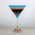 Set of 2 Blue Mosaic Chalkboard Hand Painted Martini Drinking Glasses 7" - IMAGE 2