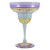 Set of 2 Purple Mosaic Garland and Stripes Hand Painted Margarita Stemware Glasses 6.75" - IMAGE 1