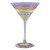 Set of 2 Purple Mosaic Garland and Stripes Hand Painted Martini Drinking Glasses 7" - IMAGE 1