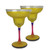 Set of 2 Yellow Hand Painted Margarita Drinking Glasses 12 oz. - IMAGE 1
