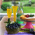 Set of 2 Yellow and White Hand Painted Champagne Drinking Glasses 5.75 oz. - IMAGE 2