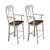 Set of 2 Antique White and Brown Elegant Andrews Napoleon Comfortable Barstool with Arms, 43" - IMAGE 1