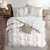 Set of 3 White and Beige Distressed Paisley Duvet Cover with Pillow Shams - California King - IMAGE 2