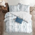 Set of 3 White and Blue Distressed Paisley Comforter with Pillow Shams - California King - IMAGE 2