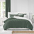 Set of 3 Green Solid Duvet Cover with Pillow Shams - Full Size - IMAGE 1