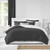 Set of 3 Charcoal Black Solid Duvet Cover with Pillow Shams - Super King Size - IMAGE 1