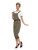 40" Brown and White 1940's Style Wartime Party Women Adult Halloween Costume - Small - IMAGE 2