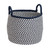 12" Navy Blue and White Handcrafted Round Braided Basket - IMAGE 1