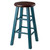 24” Teal Blue Round Counter Stool with Walnut Seat - IMAGE 1