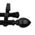 120"- 170" Solid Black Adjustable Round Baronet Double Curtain Rod - IMAGE 1