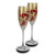 Set of 2 Red and Gold Berries Hand Painted Champagne Flute Drink Glass 5.75 oz. - IMAGE 1