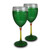 Set of 2 Green and White Contemporary Hand Painted Wine Glasses 10.5 oz. - IMAGE 1