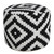 18" White and Black Geometric Medallion Round Pouf Ottoman - IMAGE 4