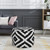 18" White and Black Geometric Medallion Round Pouf Ottoman