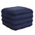 18" Navy Solid Texture and Striped Square Pouf Ottoman - IMAGE 1