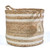 19" Brown and White Stripe Hand Crafted Jute Storage Basket - IMAGE 1