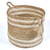 19" Brown and White Stripe Hand Crafted Jute Storage Basket - IMAGE 2