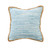 20" Blue and White Striped Square Throw Pillow with Brown Border - IMAGE 1